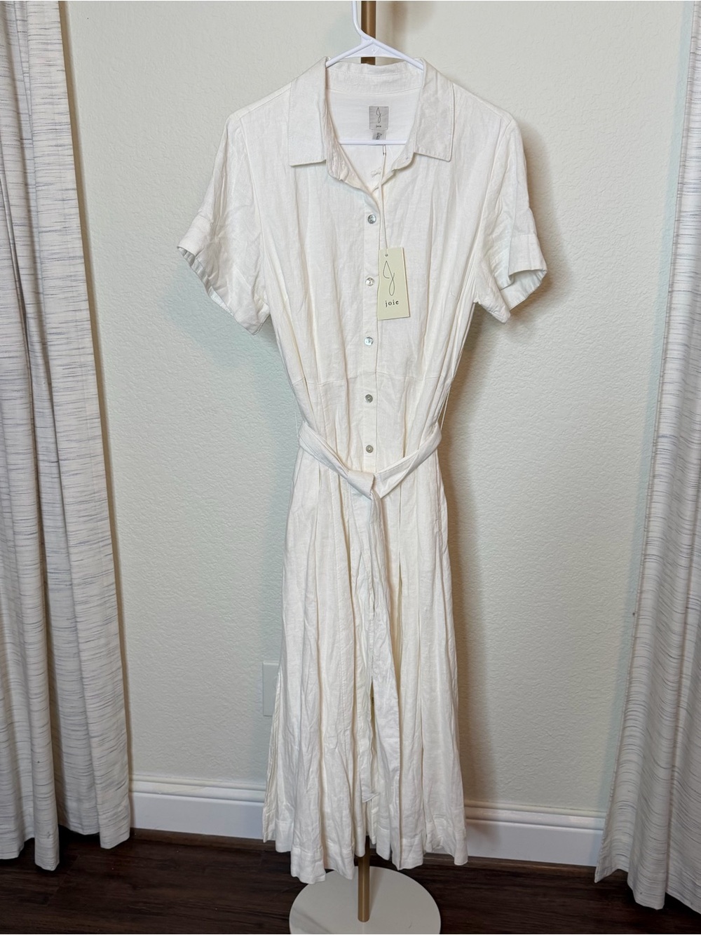 Joie Women's White Button-Front Shirt Dress with Tie Waist